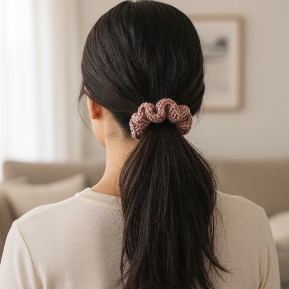 Elegant Pink Sparkling Hair Scrunchie - Picture 7 of 7
